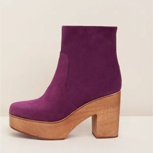 Charlotte Stone Purple and Brown Heeled Ankle Boots